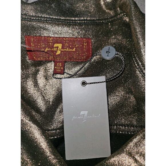 NWT! 7 Seven For All Mankind Copper Gold Metallic Biker Jacket Size XS - Picture 12 of 16